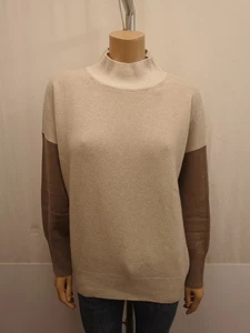 PESERICO Pullover Gr. 46/48 I54 Beige Braun Wolle Seide Kaschmir Stehkragen - Bild 1 von 7
