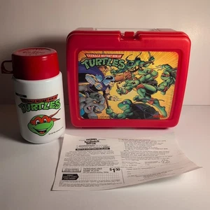 Vintage 1993 Mirage Studios Teenage Mutant Ninja Turtles Lunchbox TMNT mit Thermoskanne - Bild 1 von 19