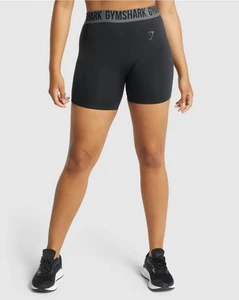 GYMSHARK Fit Seamless Shorts Black/Charcoal Womens B1A4L Size Small - Picture 1 of 5
