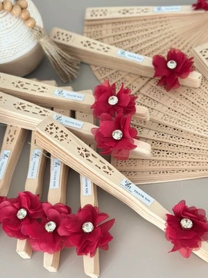 Handmade Wooden Fan | Wedding Favor, Welcome Bag Gift, Bridesmaid Souvenir - Image 1 of 4