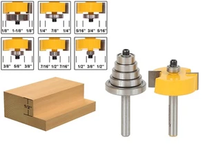 1/2" Height with 6 Bearings Rabbet Router Bit & Bearing Set - 1/4" Shank - Yonic - Picture 1 of 1