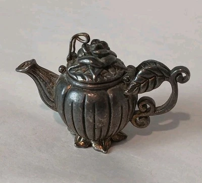 Mini tetera de peltre vintage Gianna Rose 1995 rosa tapa con bisagras caja de pastillas baratija Foto 1 de 4