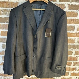 Giorgio Cerruti Merino Wool Super 120s Sport Coat 54R Charcoal Pinstripe NWT - Picture 1 of 14