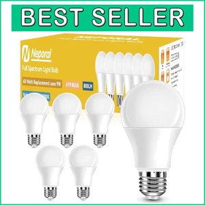 Long Lasting 6000K Daylight LED Light Bulbs, 9W, 30,000 Hour Lifespan, 6 Pack - Picture 1 of 8