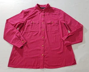 Camicia donna Jones New York con bottoni 10 tasche rosa manica lunga - Foto 1 di 5