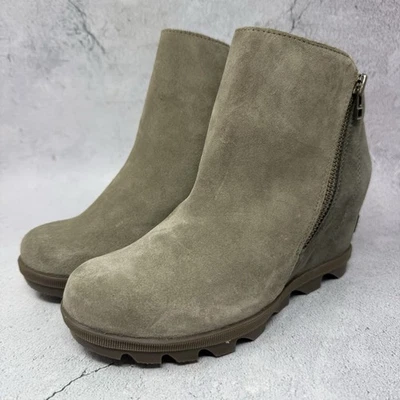 Botas Sorel para mujer Joan of Arctic Wedge II cremallera cuero topo EE. UU. 6 UE 37 Foto 1 de 4