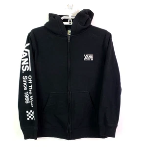 Vans Off The Wall Youth Boys Size M Black Full Zip Hoodie Sweater - Picture 1 of 6