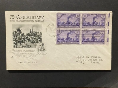 Stamp US FDC 75th Anniv. Transcontinental Railroad, SC 922, Art Craft Cachet - Image 1 of 4