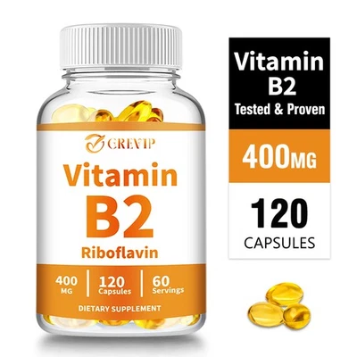 GREVIP Vitamin B2 (Riboflavin) 400mg - Natural Energy Booster, Nervous System Health