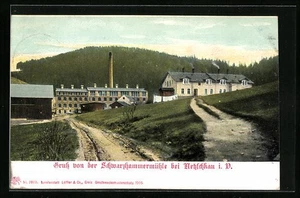 Netzschkau i. V., Ansicht der Schwarzhammermühle, Ansichtskarte 1909  - Picture 1 of 2