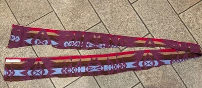 PENDLETON WOOL Fabric Strip Remnant-Brown, Blue, Red, Tan Pattern-84” X 3” - Image 1 of 4