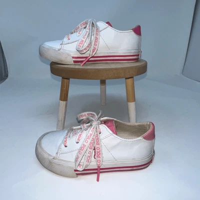 POLO RALPH LAUREN Girls Shoes Size 8 Toddler White Pink Sneakers - Image 1 of 4