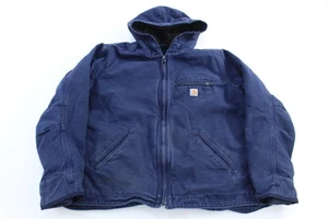 Carhartt Logo Patch Blue Sherpa Lined Jacket - Picture 1 of 4