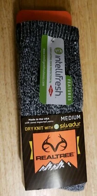 2 Pair REALTREE DRY FIT with SILVADUR SOCKS size Medium color Grey USA made - Image 1 of 4