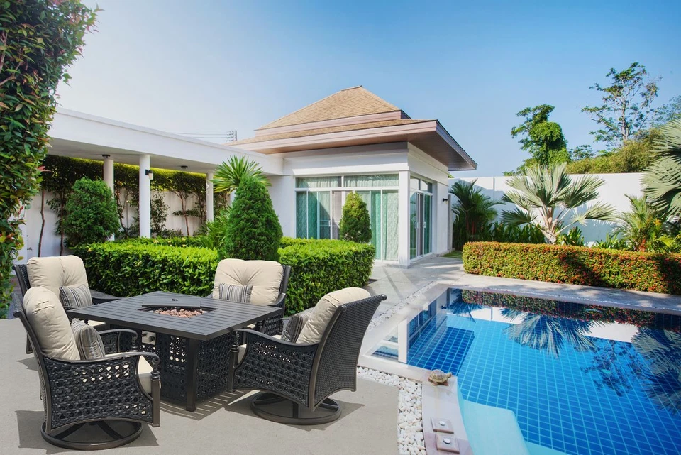 5 шт. уличный стол для чата костра поворотные кресла-качалки алюминиевый зонт для патио - Изображение 1 из 1