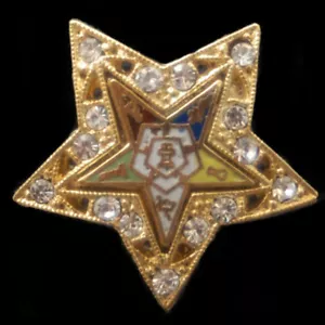 OES - Rhinestone Lapel Pin/Broach - 1 inch -New! Order of the Eastern Star - Picture 1 of 4