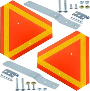 Slow Moving Vehicle Sign with Mounting Kit Aluminum Triangle Warning SMV Sign 2x - Picture 1 of 35