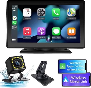 Portable Wireless Apple Carplay Car Stereo MP5 Bluetooth 9 inch Touch Screen+cam - Picture 1 of 16