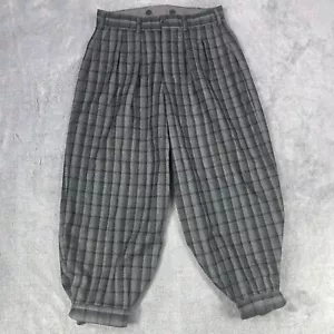 Vintage Ballonhose Damen 28 W Crop Fallschirm grau Wolle kariert Bundfaltenhose - Bild 1 von 12