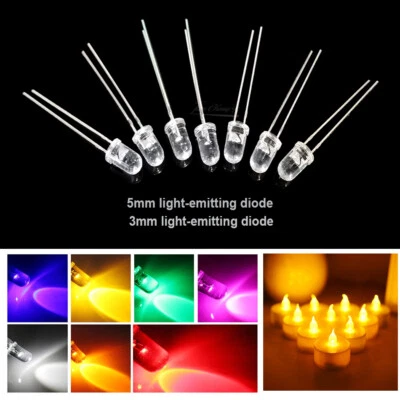 3mm 5mm Flickering LED Red Yellow Water Clear Lens Candle flicker LED Diode 50PC - Image 1 of 4