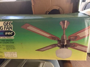 Vintage GEC as new Rattan Ceiling fan 120cm Bronze and Teak - Picture 1 of 6
