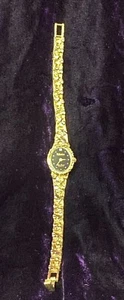 Vtg Dufonte Lucien Piccard Gold-Tone Quartz Watch With Black Dial Gold Tone Band - Picture 1 of 6