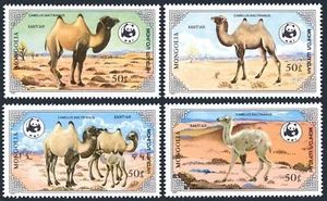 Mongolia 1443-1446, hinged. Michel 1707-1710. WWF 1885. Camelus Bactrianus. - Picture 1 of 1
