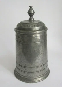 Zinnhumpen Humpen Bierkrug Zinn Rosette innen 1816 HF Blockzinn - Picture 1 of 7