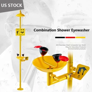 Estación de ducha y lavado de ojos de emergencia estación combinada de lavado de ojos con letrero EE. UU. - Imagen 1 de 14