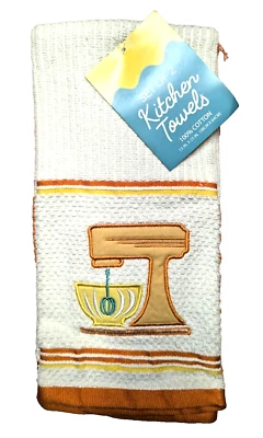 Toallas mezcladoras de cocina apliques bordados naranja amarillo blanco rojo 2 piezas regalo NUEVO Foto 1 de 4