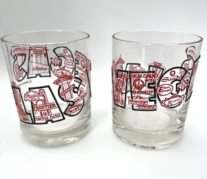 Las Vegas Vintage 1977 Cocktail Glasses Retro Hotel Designs Souvenier Set Of 2 - Picture 1 of 8