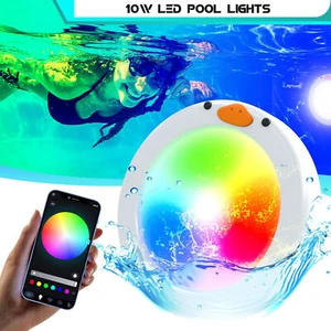 10W LED Pool Lights with APP Control,IP68 Waterproof 16 Color,White(No Remote)，j - Picture 1 of 8