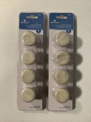 New 8x Brainerd 1-3/8” Elegant Marble Knobs with Polished Nickel Finish Stems - Image 1 of 3