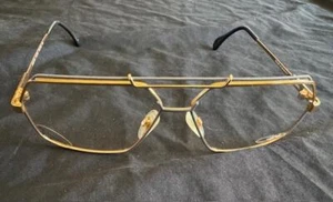 Vintage CAZAL 734 EYEGLASSES FRAMES Women Gold Hexagonal Lens Gray Display 140 - Picture 1 of 6