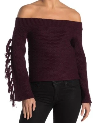 Novo com etiquetas $99 RACHEL Rachel Roy Ryanne Off-the-Shoulder Borla Suéter Royal Orchid P - Imagem 1 de 4