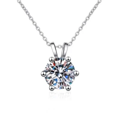 Classic 1CT Moissanite Pendant Solid 925 Sterling Silver 18' Chain - Image 1 of 4