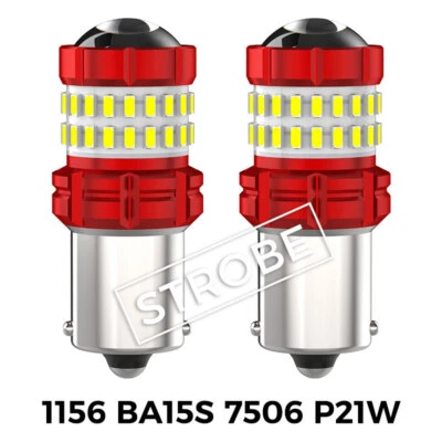 2x LED 1156 White Strobe Backup Reverse Light 6500K For Volkswagen BMW Audi - Image 1 of 4