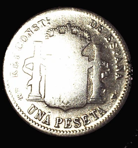 spanish silver coin 1900 ALFONSO XIII , 1 UNA PESETA - Bild 1 von 2