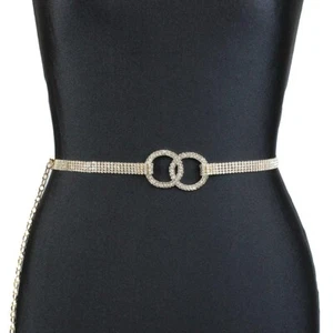 Cintura gioiello da donna con strass cerchi brillantini cerimonia moda elegante - Foto 1 di 4