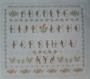 Cross Stitch "FALL ALPHABET" pattern ~ flowers - Picture 1 of 1