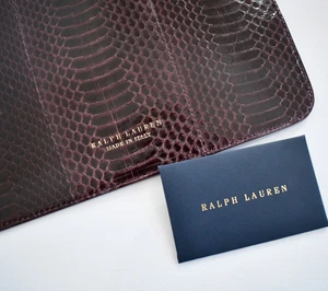 🆕️RALPH LAUREN COLLECTION Burgundy SNAKESKIN ZIP POUCH Wallet - Picture 1 of 9