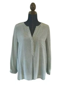 joie venicia top donna seta bottoni blu verde geometrico taglia media polsini - Foto 1 di 10