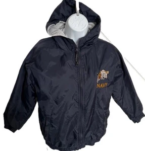 Charles River Youth Naval Windbreaker Hooded Lined Size M Embroidered Navy - Picture 1 of 16