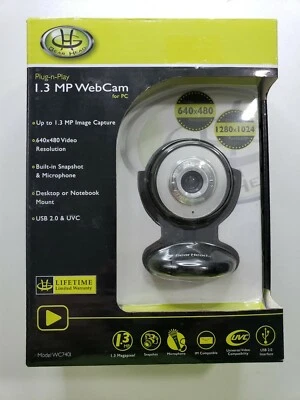 GEAR HEAD Plug-n-Play 1.3 MP WebCam para PC Modelo WC7401 Usada con caja y completa. Foto 1 de 4