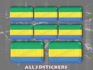 8 x Autocollant Résine 3D Relief Drapeau Gabon - Adhésif - Picture 1 of 1