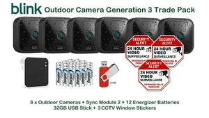 Paquete comercial Blink Outdoor Generación 3 - Sistema de 6 cámaras, USB, 3 pegatinas CCTV - Imagen 1 de 17