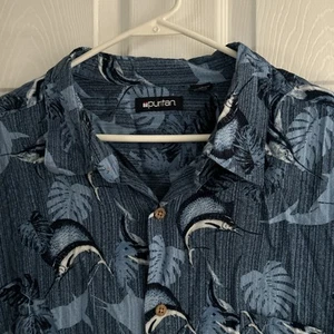 Puritan Hawaiian Beach shirt Blue 3XL Palm Leaves Sharks - Picture 1 of 8