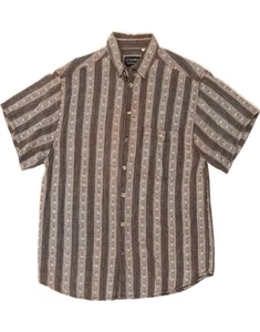 CERRUTI Mens Short Sleeve Flannel Shirt Medium Grey Striped Cotton DV86 - Picture 1 of 3