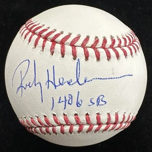Rickey Henderson 1,406 SB Stolen Bases Signed Baseball Beckett BAS Holo - Picture 1 of 2