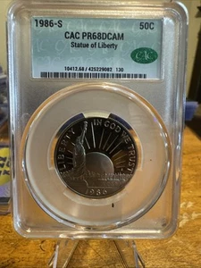 1986-S 50C CAC PR68DCAM Statue Of Liberty Half Dollar - Picture 1 of 7